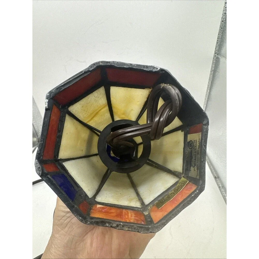 Tiffany Style Stained Slag Glass Lighthouse Accent Lamp Beach Shore WORKS